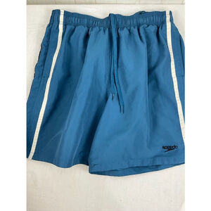 Men’s Speedo Swim Trunks Size Large Blue Elastic Waist Beach Pool Swimwear